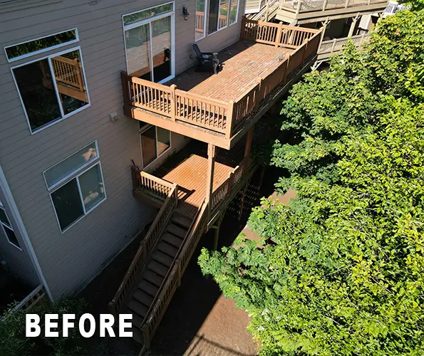 old wood deck before resurfacing